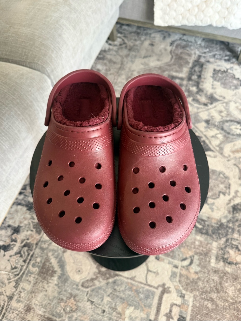 Crocs FUR-LINED Unisex NEW Slip-On Clogs Maroon US Size 11 Mens